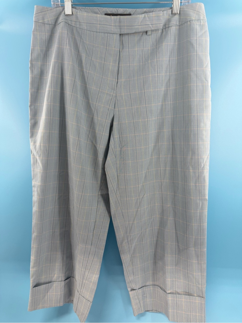 Ashley Stewart Light Blue Plaid Dress Pants